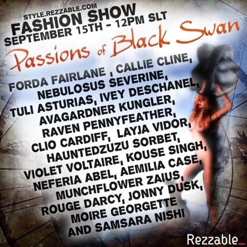 Passions of Black Swan Fashion Show Invitation